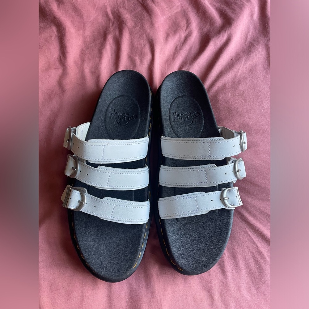 Dr. Martens Blaire Leather Platform Slide Buckle Sandals